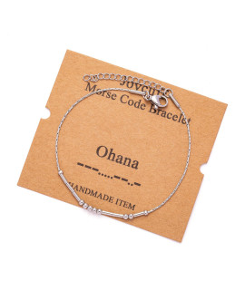 Morse Code Bracelets For Women Ohana Funny Inspirational Jewelry Christmas Birthday Gifts For Her Mom Daughter Sister Best Friend Handmade Fashion Trendy Dainty Chain Bangle