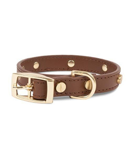 Harry Barker Brown Riveted Leather Dog Collar