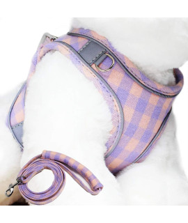 Charmsong Reflective Dog Harness Basic Plaid Soft Chest Vest For Kitties Puppy Small Pets 150Cm Leash With Easy Control Handle Xxs