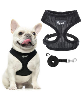 Pupteck Soft Mesh Dog Harness Pet Puppy Comfort Padded Vest No Pull Harnesses (Medium, Pure Black)