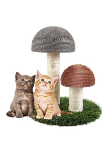 Lanzhou Cat Scratching Post, Mushroom Scratching Post Natural Sisal with Round Anti-Tip Base for Indoor Small Cats and Kittens (Gray)