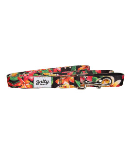 Salty Paws Floral Print Dog Leash Heavy Duty Padded Handle for Small, Medium, Large Dogs Matching (Medium 6' for Dogs 25-50 LBS., Black Floral)
