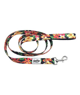 Salty Paws Floral Print Dog Leash Heavy Duty Padded Handle for Small, Medium, Large Dogs Matching (Large 6' for Dogs 50-90 LBS., Black Floral)