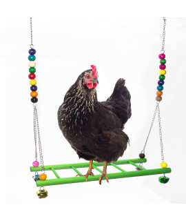 DuvinDD Chicken Toys Coop Chicken Swing Toy for Hens Solid Wooden Chicken Perch Roosting Bar Stand Chicken Coop Accessories for Birds Poultry Rooster Chicks