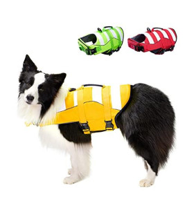 Superior Buoyancy Dog Life Jacket Ripstop Safety Vests for Swimming, Boat, High Visibility & Rescue Handle