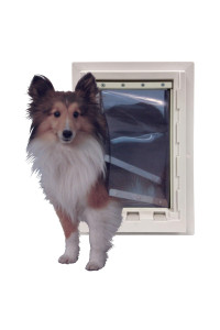 Ideal Pet Products Wall Entry Pet Door Double Flap for Walls with Built-in Telescoping Tunnel and Lock-Out Slide, Medium, White