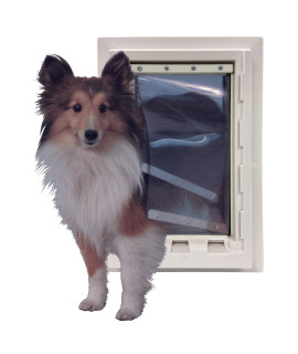 Ideal Pet Products Wall Entry Pet Door Double Flap for Walls with Built-in Telescoping Tunnel and Lock-Out Slide, Medium, White