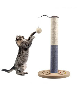 YMINA Cat Scratching Post for Kitten Claw Scratcher with Sisal Rope Cat Activity Scratcher with Hanging Ball and Tracking Interactive 19.7'' Tall(Grey)