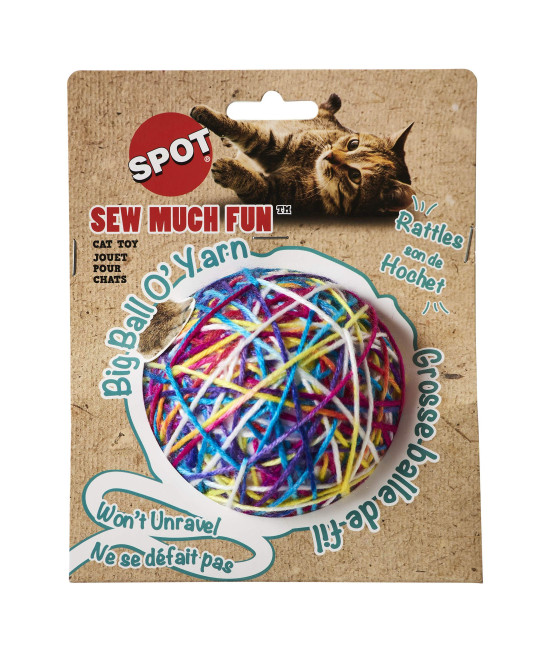 SPOT Ethical Products Sew Much FunYarn Ball cat Toy 3.5 Multicolor