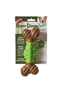 SPOT by Ethical Products - Bambone Dental Bone - Durable Dog chew Toy for Aggressive chewers - great Dog chew Toy for Puppies and Dogs Dog Toy - Large - Apple
