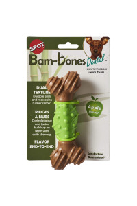 SPOT by Ethical Products - Bambone Dental Bone - Durable Dog chew Toy for Aggressive chewers - great Dog chew Toy for Puppies and Dogs Dog Toy - Medium - Apple