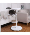 SPRICHIC 3-Levels Cat Tree Tower - 33" Tall Modern Minimalist Cat Climbing Activity Tree with Scratcher Ceramics Bowls, One for Eating Drinking Sleeping Jumping and Playing Space in Milk White