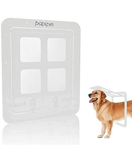 papipet Dog Screen Door, Lockable Sliding Screen Pet Door, Magnetic Self-Closing Screen Doors with Locking Function for Medium Cat Dog (L, White)