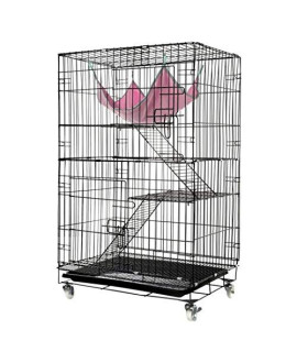 3-Tier Cat Cage, Cat Playpen Kennel Crate Chinchilla Rat Box Cage Enclosure with Ladders, Platforms Beds, Latches Tray Hammock, More Size Options