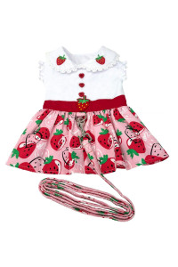 Strawberry Picnic Dog Dress with Matching Leash (Small)