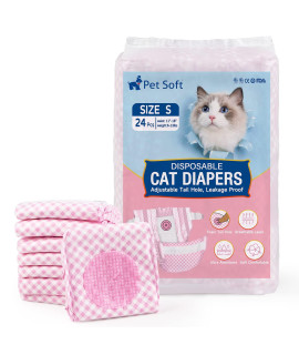 Pet Soft Disposable cat Diapers - Diapers for Female Male cats, Puppy Doggie Diapers for Female Dogs with Adjustable Foam Tail Hole, 24pcs Small