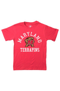 Wes and Willy NcAA Kids SS Organic cotton Tee Shirt, Maryland Terrapins, cherry, 2T