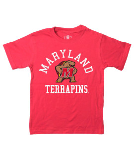 Wes and Willy NcAA Kids SS Organic cotton Tee Shirt, Maryland Terrapins, cherry, 2T