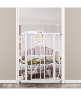 COSEND Narrow Walk Through Baby Gate 24.02-29.13 Inch Wide Auto Close Tension White Metal Child Pet Indoor Safety Gates Pressure Mounted for Stairs& Doorways (24.02-29.13/61-74CM, White)