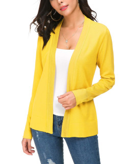 Womens Knit Cardigan Open Front Sweater Coat Long Sleeve (2Xl, Lemon Yellow)