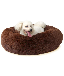Orthopedic Dog Beds For Medium Dogs 30 Inch Round Calming Pet Beds Machine Washable Faux Fur Doggie Beds For Medium Dogs Chocolate Brown