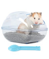 BUCATSTATE Hamster Sand Bath Container Large Transparent Hamster Toilet with Scoop Set for Dwarf Pets Small Animals Cage Accessories (Blue, Large)