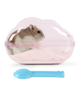 BUCATSTATE Hamster Dust Bath Container Hamster Sand Bath Kit Small Animal Toilet Cage Accessories for Gerbil,Syrian Hamster,Mouse,Rat (Pink, Medium)