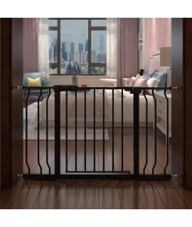 COSEND Extra Wide Baby Gate Tension Indoor Safety Gates Black Metal Large Pressure Mounted Pet Gate Walk Through Long Safety Dog Gate for The House Doorways Stairs (38.58-43.31/98-110CM, Black)