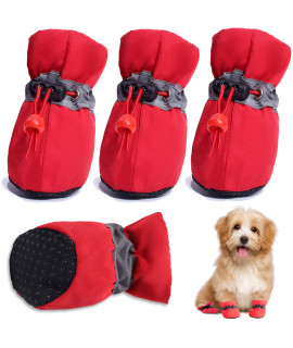 Hoolava Dog Shoes, Dog Winter Boots Paw Protector With Reflective Straps, Non Slip Dog Booties For Small Medium Dogs And Puppies 4Pcs