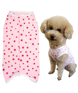 Kukaster Pet Dogas Recovery Suit Post Surgery Shirt For Puppy, Wound Protective Clothes For Little Animals(Pink Stars-L)