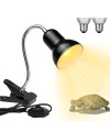 Reptile Heat Lamps, Turtle Lamp UVAUVB Turtle Aquarium Tank Heating Lamps with clamp, 360A Rotatable Basking Lamp for Lizard Turtle Snake Aquarium Aquatic Plants with 2 Heat Bulbs (E27,110V)
