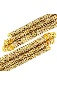 800 Pieces Round Rondelle Spacer Beads crystal Rhinestone Loose Bead Rondelle charm Beads 6 mm 8 mm 10 mm for Necklaces Bracelets Jewelry Making (gold)