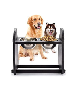 QIAN TAI Adjustable Elevated Dog Bowls Stainless Steel Dogs and Cats Bowl is Suitable for Large, Medium and Small Pet Feeding Tray