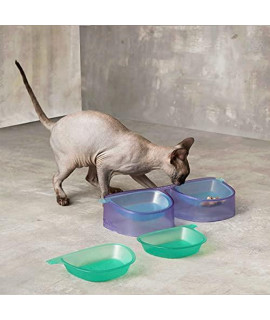Sunglasses Cat Food Bowls?Elevated Cat Bowl?Non-Slip Cat Food Dish Stand for Kitty and Puppy?Stylish Retro Design Connecting People and Pets?4 Cat Food Dish?Purple