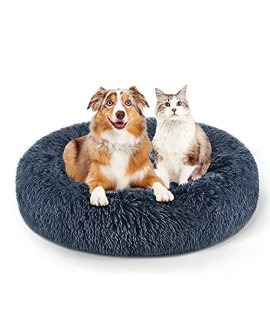 Purefun Comfortable Donut Dog, Dog Beds for Large Dogs Ultra Fluffy Faux Fur Round Pet Bed, Calming Anti-Anxiety Cozy Dog Bed, Warming Dog and Cat Cushion Bed 36in