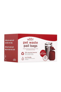 Ubbi Pet Waste Pail Bags, cat Litter Box cleaning Solution, Litter Pail Bags, 25 count Value Pack