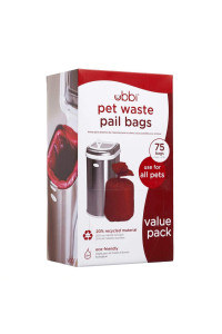 Ubbi Pet Waste Pail Bags, cat Litter Box cleaning Solution, 75 count Value Pack