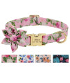 Beirui Custom Flower Girl Dog Collar For Female Dogs- Floral Pattern Engraved Pet Collars With Personalized Gold Buckle(Pink Pattern, Xs)