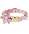 Beirui Custom Flower Girl Dog Collar For Female Dogs- Floral Pattern Engraved Pet Collars With Personalized Gold Buckle(Daisy, Xs)