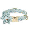 Beirui Custom Flower Girl Dog Collar For Female Dogs- Floral Pattern Engraved Pet Collars With Personalized Gold Buckle(Cotton, Xs)