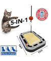 Cat Scratch Toy NCAA PITTSBURGH Panthers REVERSIBLE Basketball Court Felt/Cardboard Cat Scratcher Toy. Interactive Cat Ball Bell in Tracks. 6-in-1 CAT TOY: Cat Wand Poll CATNIP-FILLED Plush Basketball