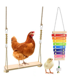 Chicken Swing Toys and Chicken Toys Xylophone, 2 Pack Chicken Toys for Poultry Run Rooster Hens Chicks Pet Parrots Macaw Entertainment Stress Relief for Birds