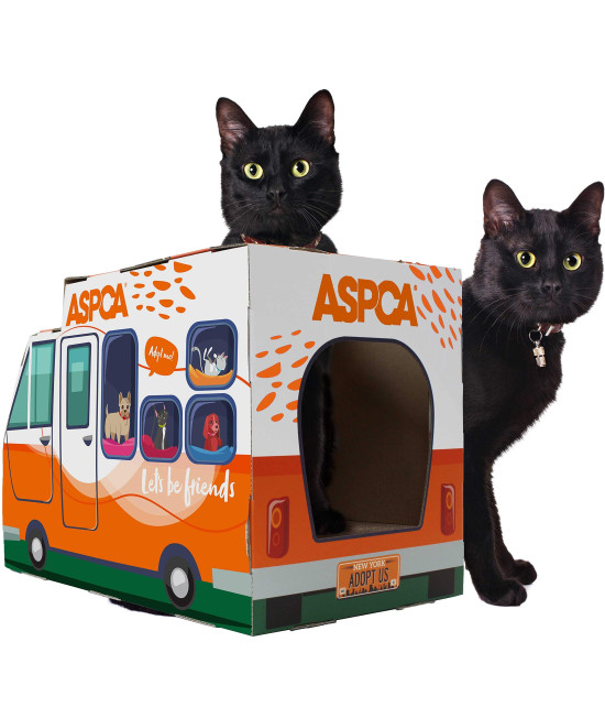 ASPCA Cat House & Cat Scratcher w/Bonus Catnip Included, Adoption Truck cat House (CAS2030)