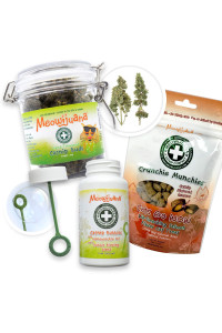 Meowijuana catatonic Bundle Salmon crunchie Munchies, Jar of catnip Buds, and catnip Bubbles Organic grown in The USA Promotes Play and cat Health Feline and cat Lover Approved