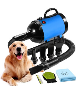 AIIYME All-in-one Bath Set Dog Dryer, 43HP3200W Dog Hair Dryer with Adjustable Airflow Speed and Temperature 95AF-158AF, Pet grooming Dryer Pro High Velocity Dryer for Dogs (Blue)