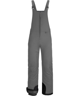 Gemyse Womens Insulated Waterproof Ski Bib Overalls Winter Snowboarding Pants (Pure Medium Grey,Large)