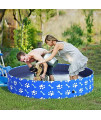 PawHut Foldable PVC Dog Bath Pool Portable Kiddie Swimming Pool, 63" x 12" Outdoor/Indoor Bath Tub with Nonslip Bottom for Dogs & Cats, Blue