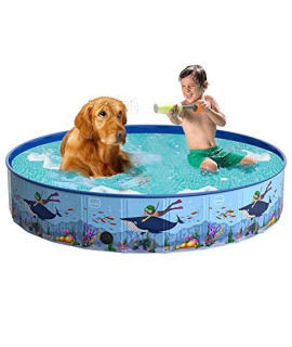 MIAOKE Dog Pool, 47 Inch Foldable Bathing Tub Kiddie Pool, Wear-Resistant and Leakproof PVC Pet Dogs Swimming Pool, Suitable for Summer Outdoor Garden Patio Bathroom