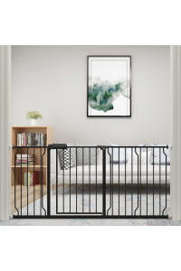 Waowao Baby Gate Extra Wide Pressure Mounted Walk Through Swing Auto Close Safety Black Metal Toddler Kids Child Dog Pet Puppy Cat For Stairs,Doorways,Kitchen 2402-7638 Inch (3858-433198-110Cm)