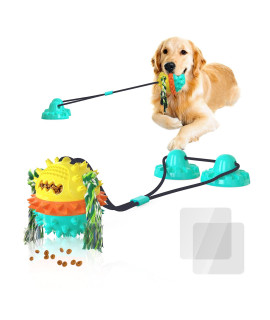 Dog Toys for Aggressive Chewers Strengthen Double Suction Cup Tug of War Interactive Puzzle Dogs Toy Indestructible Chew Squeaky Rope Toys for All Dogs with Teeth Cleaning, Food Dispensing Features